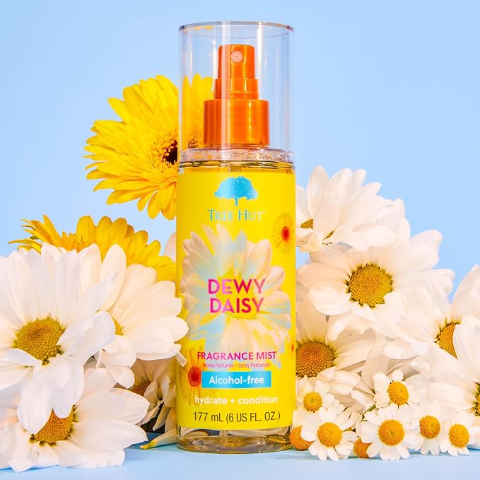 Tree Hut Dewy Daisy Hair & Body Mist, Hydrating & Alcohol-Free Body Spray, Fragrance with Velvety Florals & Fresh Green Notes, Alcohol-Free Formula, Versatile Body Spray, 6 Fl Oz.