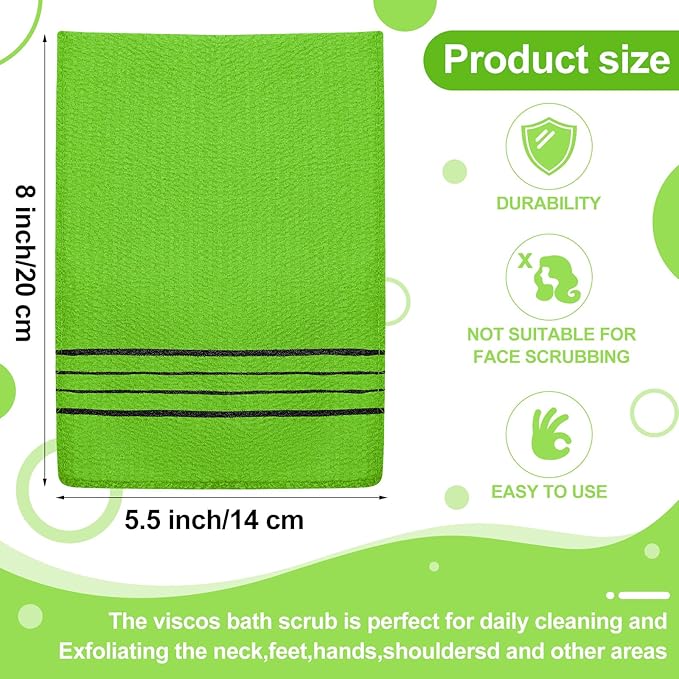 Tatuo 12 Pieces Korean Exfoliating Mitt Glove Italy Towel Body Skin Scrubber Exfoliating Scrubber for Remove Dead Skin Washcloth Korean (Small,Green)