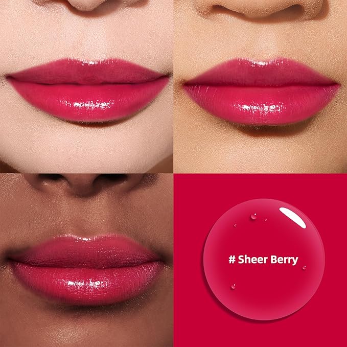 bayfree Liquid Cheek & Lip Stain, Korean Lip Tint with Moisturizing & Weightless, Non-Sticky, Long-Lasting, Kiss-proof, All Long-wearing, Vegan Makeup (Sheer Berry)