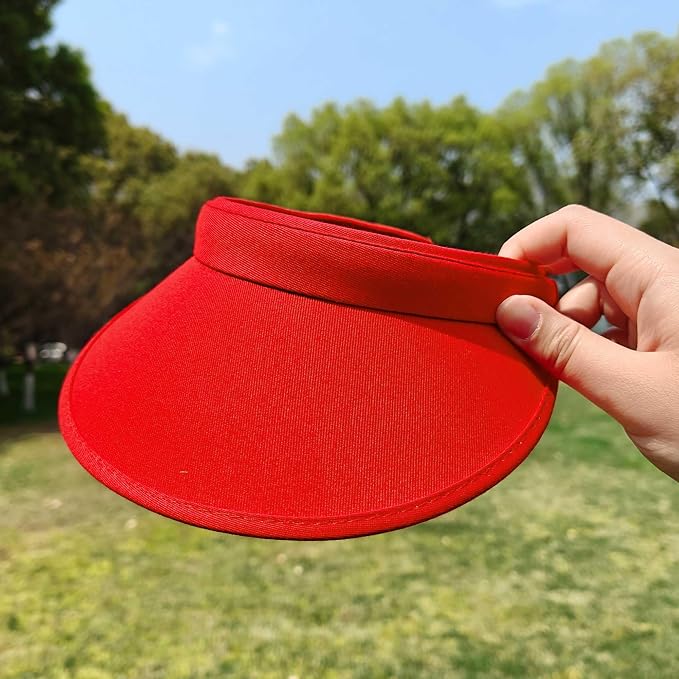 4 Pack Sun Visor Hats Women Men Clip on Cotton Wide Brim Visors Hat Outdoor Sports Golf Beach Travel Tennis Caps