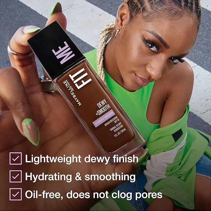 Maybelline Fit Me Dewy + Smooth Foundation, Ivory, 1 fl. oz. (Packaging May Vary)