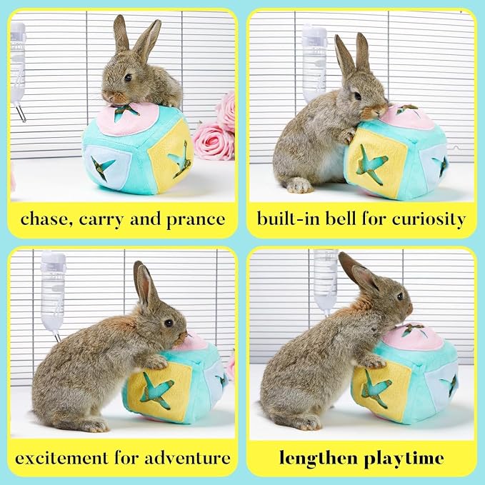 Rabbit Foraging Toy with Bell, Washable Puzzle Feed Game Rabbit Toy