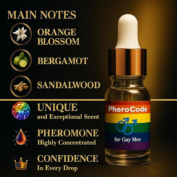 Gay Pheromone Cologne for Men Original 0.17 fl oz - 48-Hour Long Lasting Body Oil Crafted for Gay Men - Men's Cologne Perfume Pheromone Oil with Natural Orange Blossom and Sandalwood