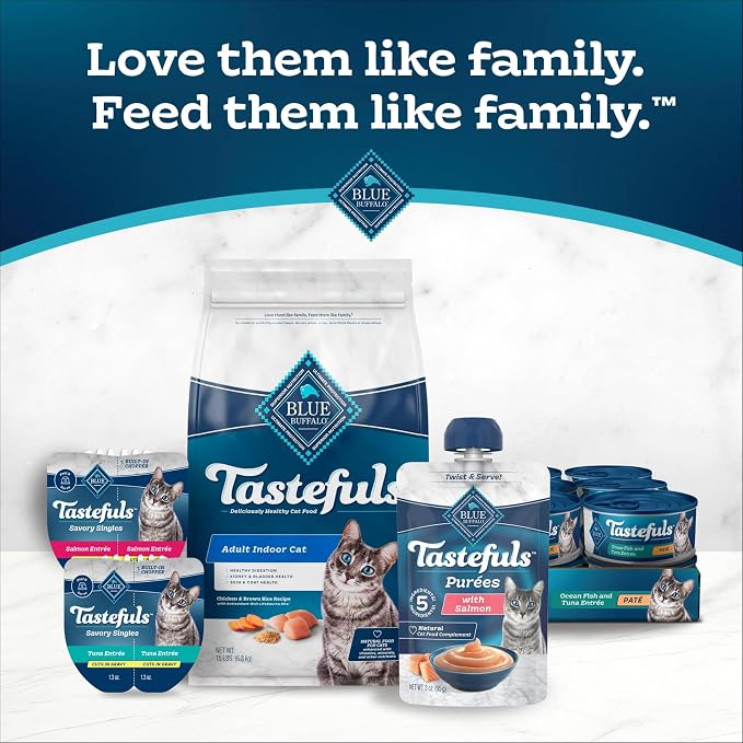 Blue Buffalo Tastefuls Purees Chicken Cat Food Topper, 3 oz, 12 ct | Resealable Twist Cap, Serve Over Food or as a Snack, Cat Food Complement