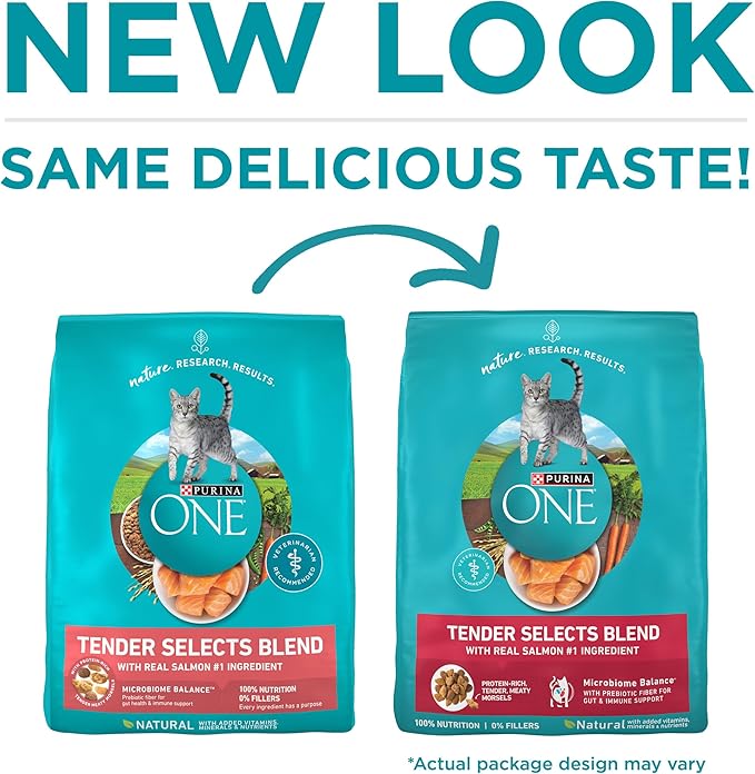 Purina ONE Natural Dry Cat Food, Tender Selects Blend With Real Salmon - 7 lb. Bag
