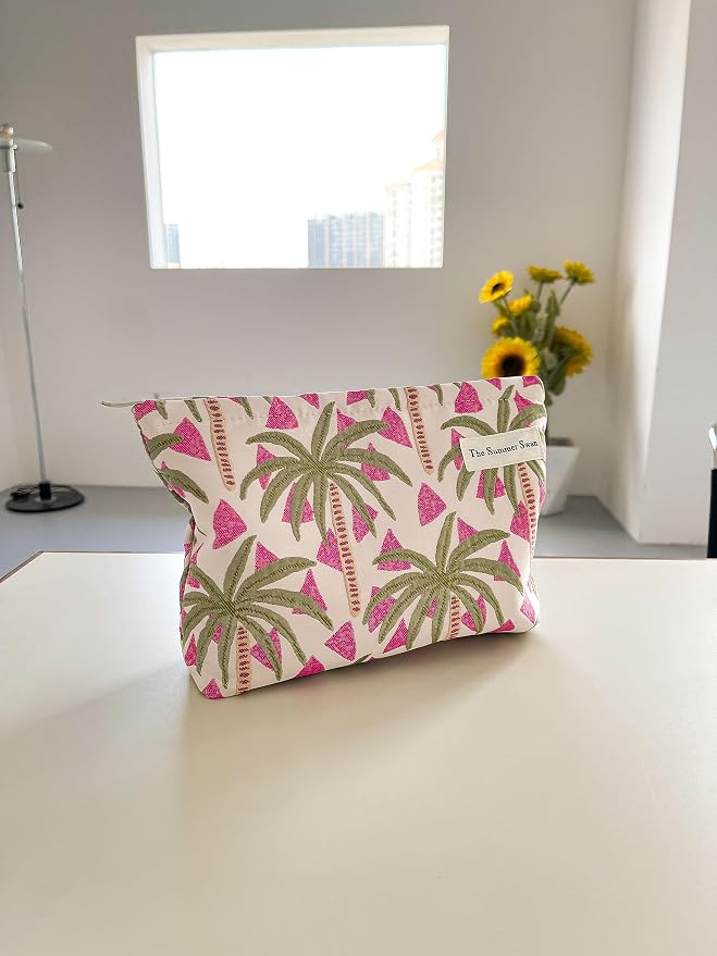 The Summer Swan | Large Aesthetic Makeup Bag | Floral Makeup Bag | Mid-day Clutch | Period Kit Bag | Hygiene Bag | Skincare Bag | Cute Makeup Bag