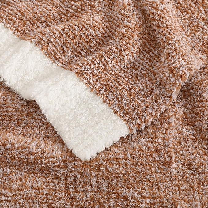 Soft Throw Blanket for Couch-Cozy Reversible Knitted Blankets | Lightweight Warm Fluffy Decor for Women, Mom, Her & Girls, Sofa, Chair, Bed, 50x60in, Cationic Dyeing Burnt Orange