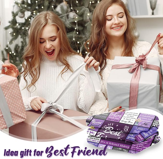 Best Friend Blanket Gifts, Best Friend Birthday Gifts for Women - Friendship Gift to My Best Friends, Bestie, BBF, Soul Sister, Long Distance Blanket Present 50x60in