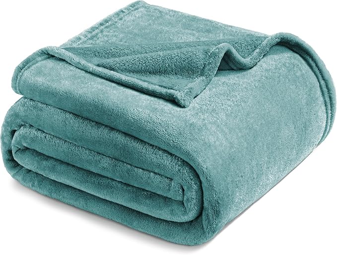 Exclusivo Mezcla Soft Fleece Throw Blanket for Couch, Celadon | 50x60 Inches, Double-Sided Brushed Flannel, Lightweight Plush Cozy Blanket for Home Decor, All Season, Machine Washable