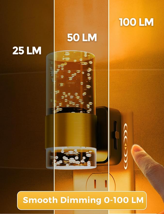 L LOHAS LED Night Light, Modern Night Lights Plug into Wall | 2 Pack Dimmable Amber Night Light with Auto Light Sensor, Wall Sconce-style Design Nightlight for Bathroom, Bedroom, Hallway