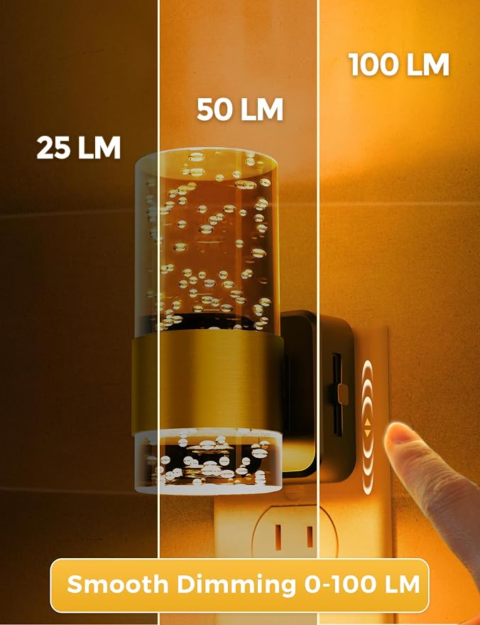 L LOHAS LED Night Light, Modern Night Lights Plug into Wall | Dimmable Amber Night Light with Auto Light Sensor, Wall Sconce-style Design Nightlight for Bathroom, Bedroom, Hallway