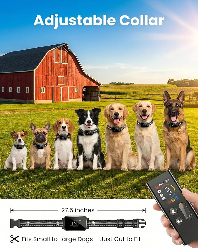 LUCKFOX Dog Bark Collar with Remote, 2-in-1 Shock Collar for Dogs Training