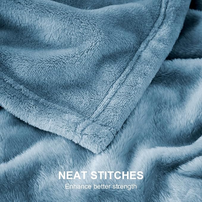 Hansleep King Washed Blue Fleece Blanket, Soft Flannel Bed Blanket | Fuzzy Cozy Blanket 90x108 Inches, Multi-use for Bed, Sofa, Couch, Travel, Camping, All Season Warm Lightweight Cover