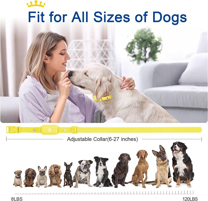 Bousnic Dog Shock Collar for 2 Dogs - (8-120lbs) Waterproof Rechargeable Electric Dog Training Collar with Remote for Small Medium Large Dogs with Beep Vibration Safe Shock Modes(Yellow)