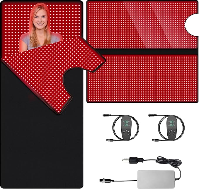 Red Light Therapy Mat - Full Body, Sleep Bag Design, Dual Timer Controllers, 2352 LED Beads, Adjustable Intensity/Pulse, 660nm & 850nm Wavelengths for Pain Relief & Better Sleep, 71" x 31.5"