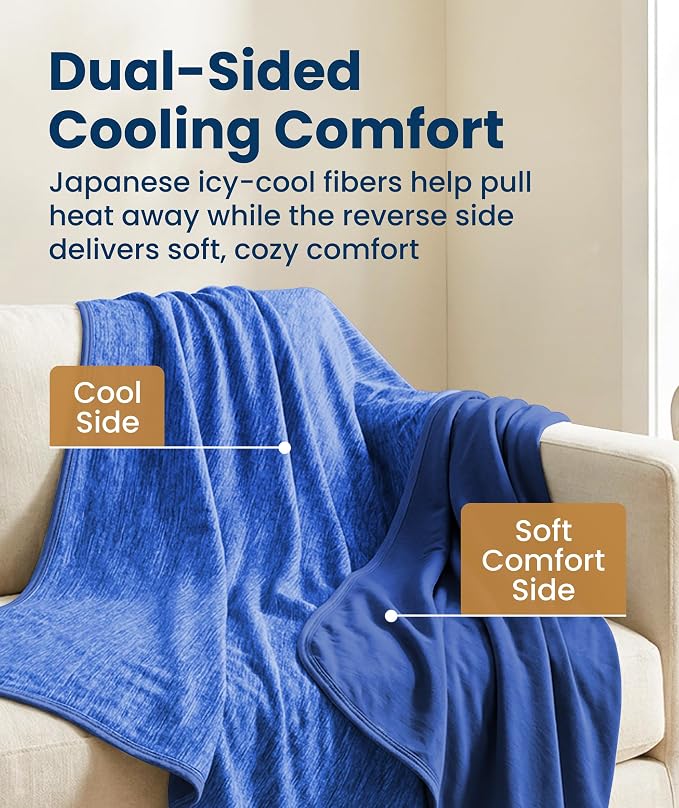 Everlasting Comfort Cooling Blanket for Hot Sleepers - Soft, Lightweight & Breathable Throw Blanket with Easy to Clean Material - Luxury Throws for Hot Flashes & Night Sweats (60"x80")