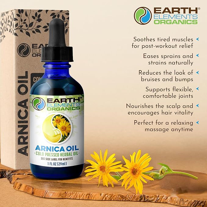 Arnica Oil - with Sunflower Seed Oil, Skin Routine for Post Surgery and After Care, Infused Herbal Extract for Face, Body, Muscle Application1 fl oz