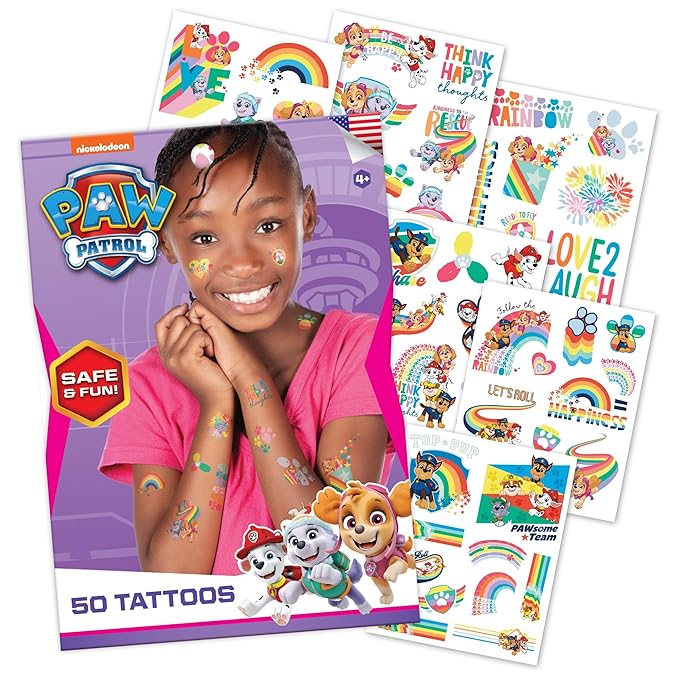 Savvi - 200 Paw Patrol Temporary Tattoos for Kids Skin-Safe Ink, Great for Birthday Parties and Game Nights, Boys and Girls Ages 4-12+, Made in the USA