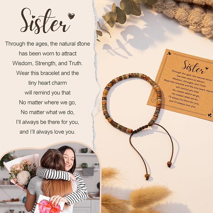 Inspirational Gifts Bracelets for Women: Valentines Mothers Day Birthday Gifts for Women Friends Sister Mom - Healing Natural Stone Beads Bracelets Thinking of you Get Well Soon Gift for Women