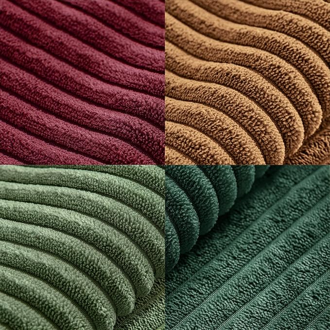 MIULEE Boho Christmas Green Decorative Throw Pillow Covers 20x20 Set of 4 Farmhouse Cushion Covers Color-Clash Corduroy Pillow Cases Modern Soft Corduroy Patchwork Home Decor for Couch Sofa Bedroom