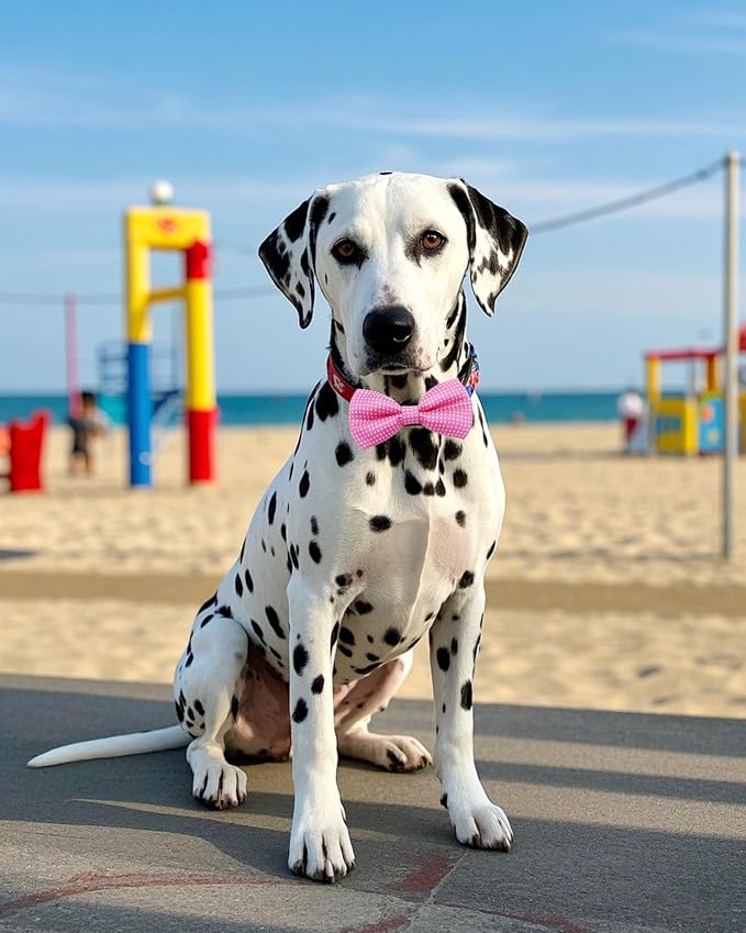 PET SHOW 8 Pack Dot Dog Bowties for Large Dogs Slide on Collar