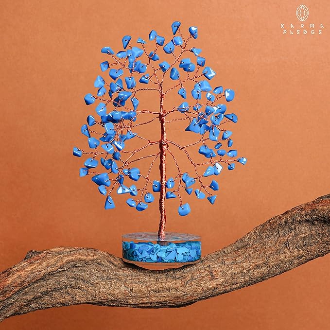 Turquoise Crystal Tree of Life Birthday Gifts for Women, Men, Friends, Handmade Chakra Healing Crystals Tree for Home Office Decor, Positivity, Good Luck, Money, Unique Gifts for Her Mom, Sister, Dad