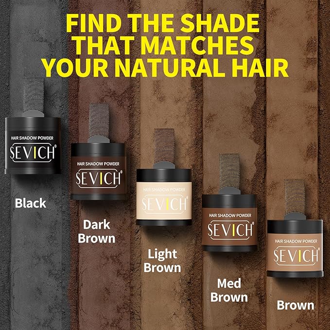 Sevich Hairline Powder 10g Large Capacity,Instantly Conceals Hair Loss,Root Touch up Powder,Hair Shadow Toppers for Women & Men Thinning Gray Hair,48H Makeup Lasting,1 Box = 2.5 Boxes,Light Brown