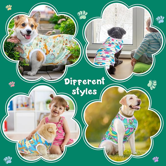 10 Pack Dog Shirts Cute Summer Cartoon Puppy Clothes, Soft Breathable Pet T-Shirts, Printed Sleeveless Washable for Small Medium Dogs Cats(X-Large)
