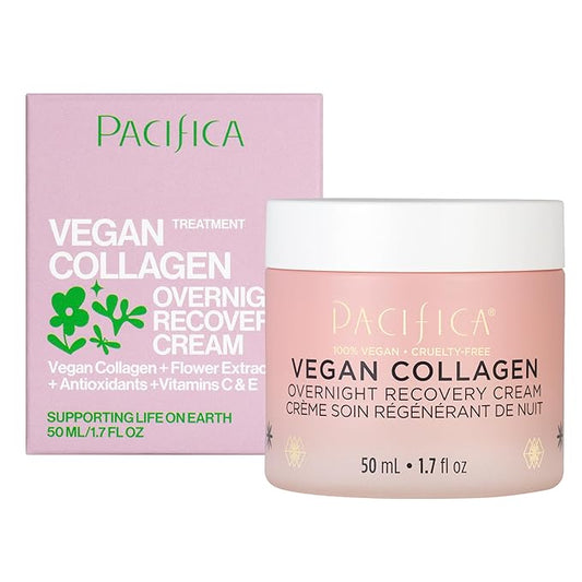 Pacifica Night Face Cream - Vegan Collagen Overnight Recovery Cream, Nighttime Face Cream for Anti-Aging & Wrinkles, Improves Dry Skin & Redness Vegan, Clean Beauty, Dermatologist Tested