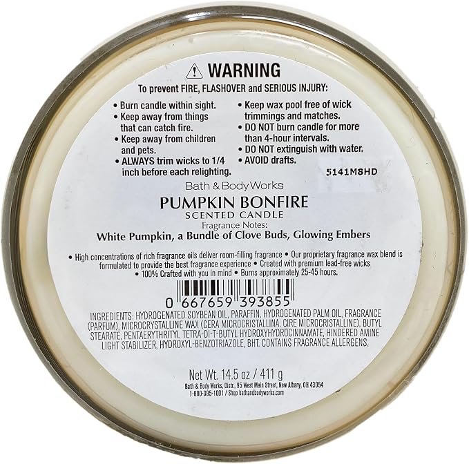 Bath & Body Works Pumpkin Bonfire 3-Wick Scented Candle with a Cherry On Top Bar Soap