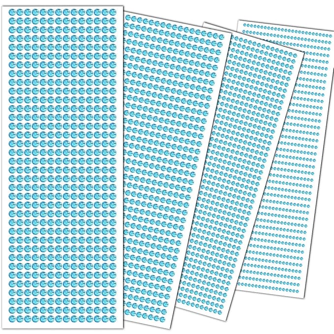 Aqua Blue Face Gems Eye Jewels Rhinestones Crystals Stickers 3/4/5/6mm with Rhinestones Stickers for Body, Stick on Jewels Makeup Glue for Face Eye Hair Nails Make up and Craft Decor 3090PCS