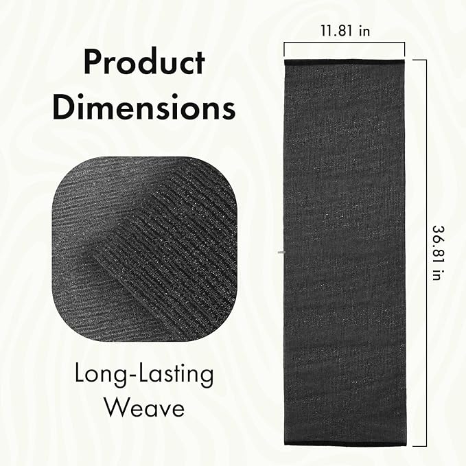 Bathway Exfoliating Washcloth, Nylon Bath Towel Body Scrubber with Hanging Strap, Back Scrubber for Shower Japanese Washcloth Loofah - Deep Clean & Rich Lather (Black & White & Gray, Pack of 3)
