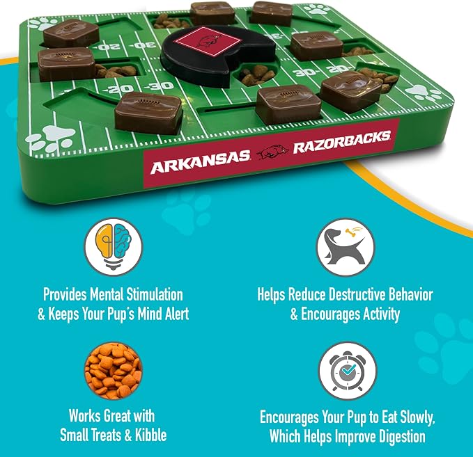 Pets First NCAA Arkansas Razorbacks Puzzle Toy, Puzzle Treat Dog Toy, Interactive Dog Treat Toy, Dog Puzzle Feeding Slow Toy