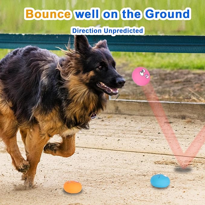 Dog Squeaky Toys Fun Facial Expression Latex Squeaky Dog Balls Large Size Chewing Rubber Soft Interactive Fetch Play Balls for Big Dogs (3 PCS)