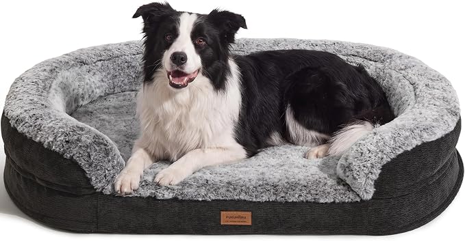 FUKUMARU Large Thickened Dog Couch Bed, Orthopedic, Waterproof & Washable | Heavy Duty Dog Sofa with 4" Extra-Thick Egg-Crate Foam, Relieves Joint Pressure, Fully Removable, Fits Medium to Large Dogs