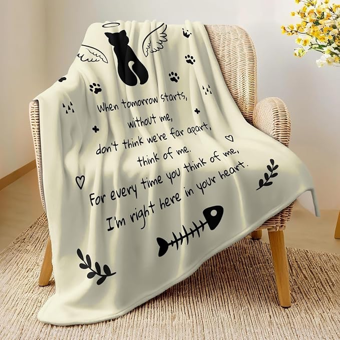 Memorial Sympathy Gifts for Loss of Cat, Cats Memorial Blanket 60" x 50" | Bereavement Gifts, in Memory of Cats Gifts, Loss of Cat Sympathy Gift, Cat Memorial Gifts