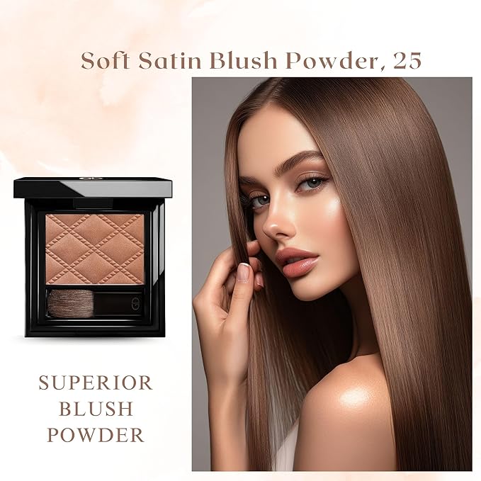 GA-DE Idyllic Soft Satin Blush Powder, 25 - Makeup Powder for Cheeks - Silky Color, Buildable Texture, Sheer to Dramatically Flushed Look - 0.28 oz