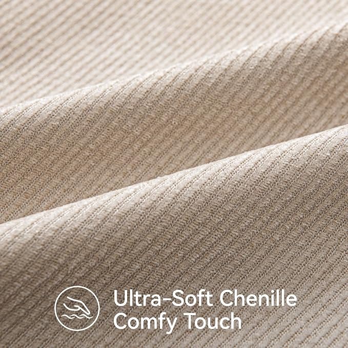 a moment Pack of 2 Decorative Chenille Throw Pillow Covers with Twill Cushion Covers for Sofa Living Room Couch Bed 22x22 Inch,Crafted Border Beige