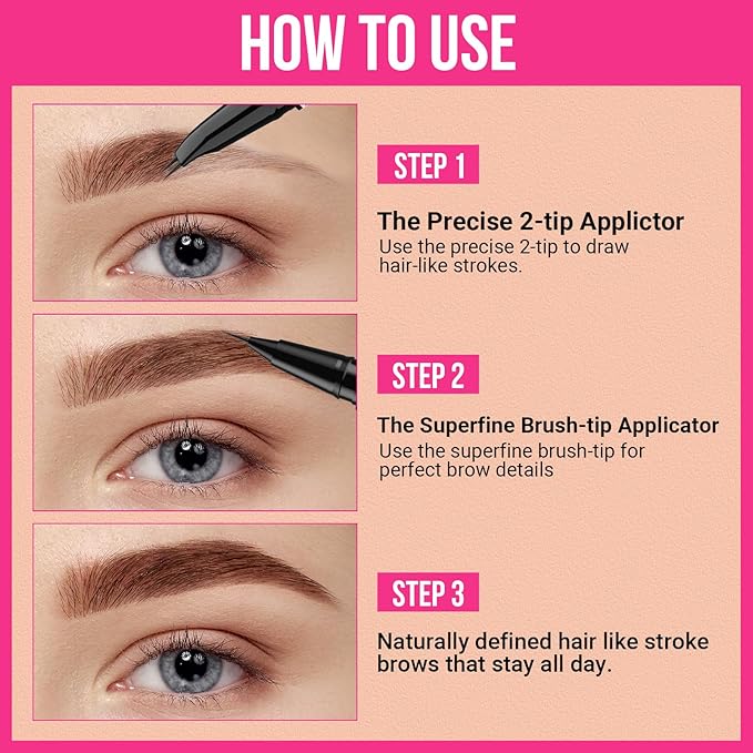 iMethod Curved Eyebrow Pen - 2-in-1 Dual-Ended Eyebrow Pencil with Curved Tip and Precise Brush-Tip, Microblading Pen for Natural Brows, Dark Brown