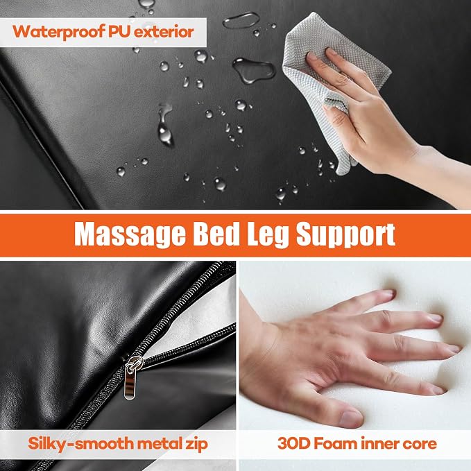 JZHLLA Massage Table Bolster Pillow for Leg Support, Durable 30D Foam with Easy-Clean PU Cover, Elevating Leg Wedge for Physical Therapy 20x18.5x15.3x11.4 Inch(Black)