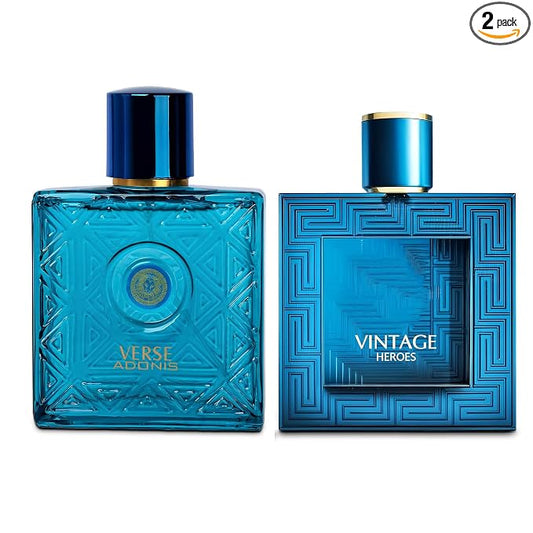 Verse Adonis&Vintage Hero Combo Men Cologne 3.4 Fl. Oz Men's Perfume Refreshing Combination of Woody Floral & Fruity Scents Eau De Parfum for Men Lasts All Day Best Gift for Any Occasion