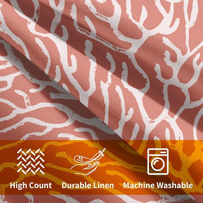 Nautical Coastal Pillow Covers 22x22 Inch Set of 2 Summer Ocean Beach Coral Red Decorative Pillow Cases Outdoor Linen Cushion Cover Farmhouse Decor for Bedroom Home Sofa Couch Bed