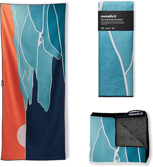 Nomadix Original Towel - Perfect for Beach, Pool, Travel, Camping, Yoga - Made with Recycled Materials - Super Absorbent - Sand Resistant - Big Sur - 72.5x30