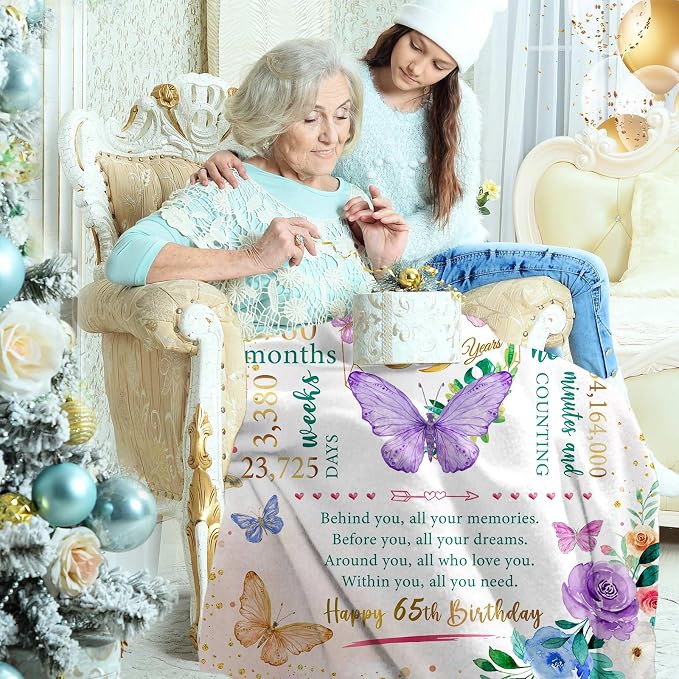 65th Birthday Gifts for Women, 65 Year Old Birthday Gifts for Women, Best Present for 65 Year Old Woman, 1961 Bday Present for Woman, 65th Bday Decorations for Female Throw Blanket 50"X60"