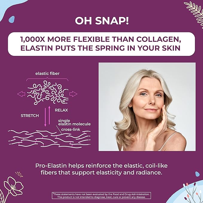 Body Kitchen Pro-Elastin, 1000 mg Elastin Supplement, Help Reduce Signs of Aging, Improved Skin Health, Firmness & Elasticity, Fewer Wrinkles, Veggie Caps, (Pack of 1)