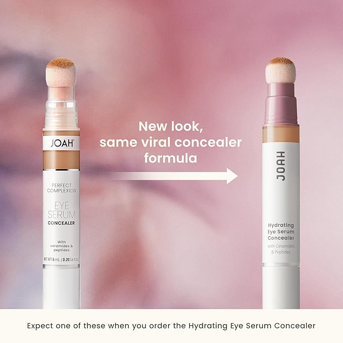 JOAH Perfect Complexion Under Eye Concealer and Serum, Korean Makeup, Hydrating Under Eye Concealer Stick for Dark Circles and Puffiness, Peptide Serum with Medium Coverage (Pack of 2)