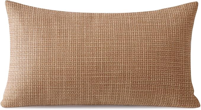 OTOSTAR Linen Throw Pillow Cover Set of 1 Decorative Lumbar Pillowcases Cushion Covers 16x24 Inch for Home Decor Sofa Bedroom Car 40 x 60CM Light Brown