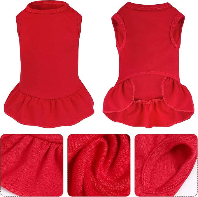 2 Pcs Dog Dresses Cat Skirt Solid Color Dog Clothes Summer Sleeveless Puppy Girl Clothes for Small Pet Dogs Cats (Black,Red, Medium)