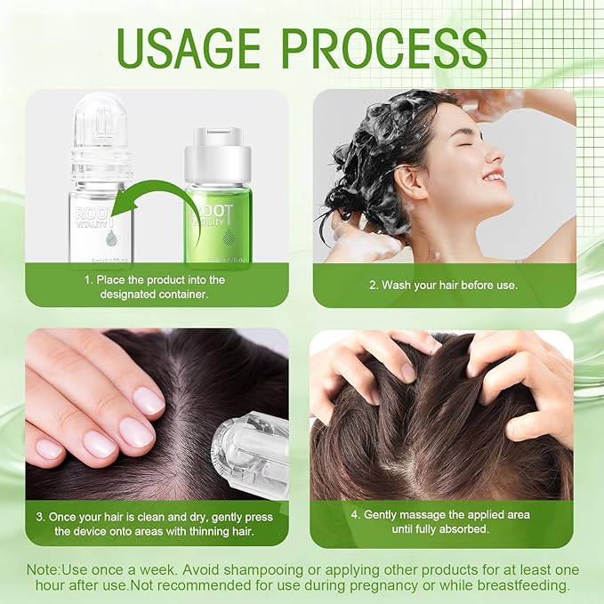 Hair Regrowth System - Hair Growth Treatment with Ginseng, Eclipta Prostrata, Peppermint & Ginger Root, Fast-Absorbing Non-Greasy Serum to Strengthen Roots, Thicken Hair for Men & Women