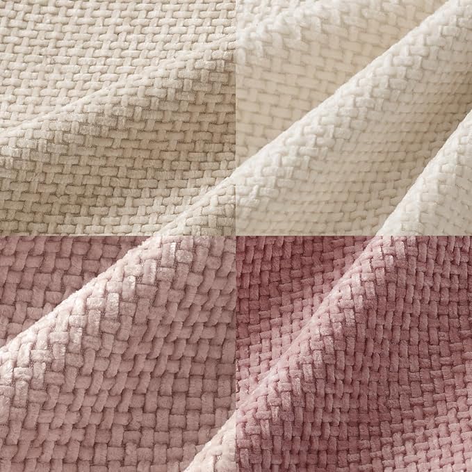 MIULEE Soft Decorative Chenille Pillow Covers Light Pink 18x18 Pack of 4 | Shabby Chic Decor, Romantic Blush Neutral Set, Couch Throw Pillows, Farmhouse Boho Cushion Covers for Sofa Bed Living Room